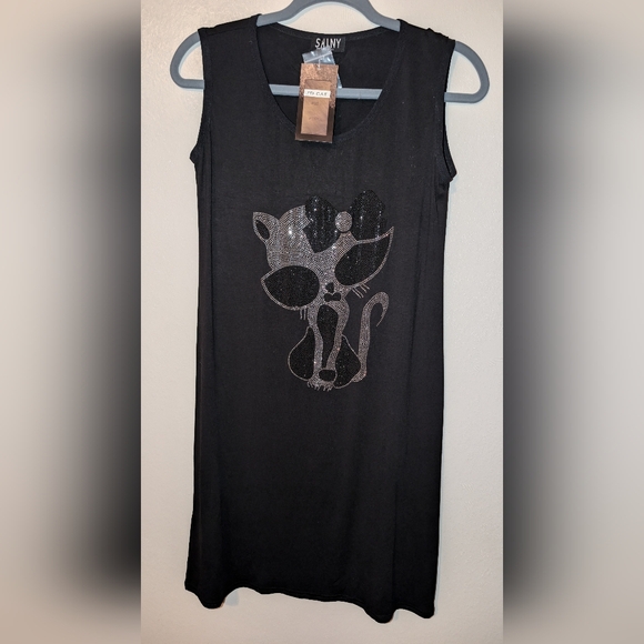 Shiny Dresses & Skirts - Shiny Tank Dress Midi One Size Assorted Design Embellishment Black